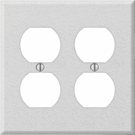 AMERELLE PRO 2-Gang Stamped Steel Outlet Wall Plate, White Wrinkle C982DDW